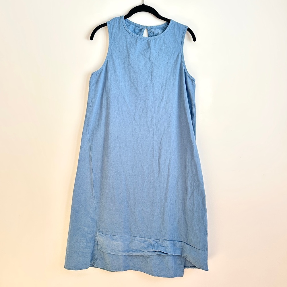 Emery and Rose blue asymmetrical hem cotton sleeveless knee length dress sz M